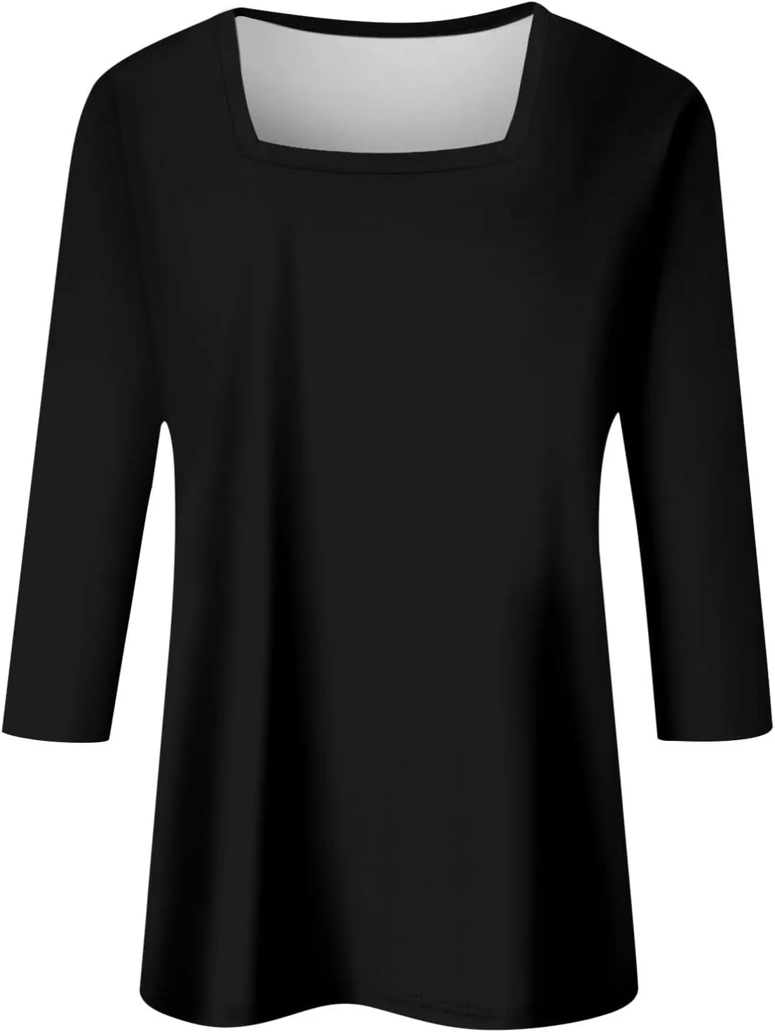 3/4 Length Sleeve Tops Women,Elbow Sleeve Workout Shirts Plain Basic Casual Blouse Square Neck Tunic Top Fall 2024