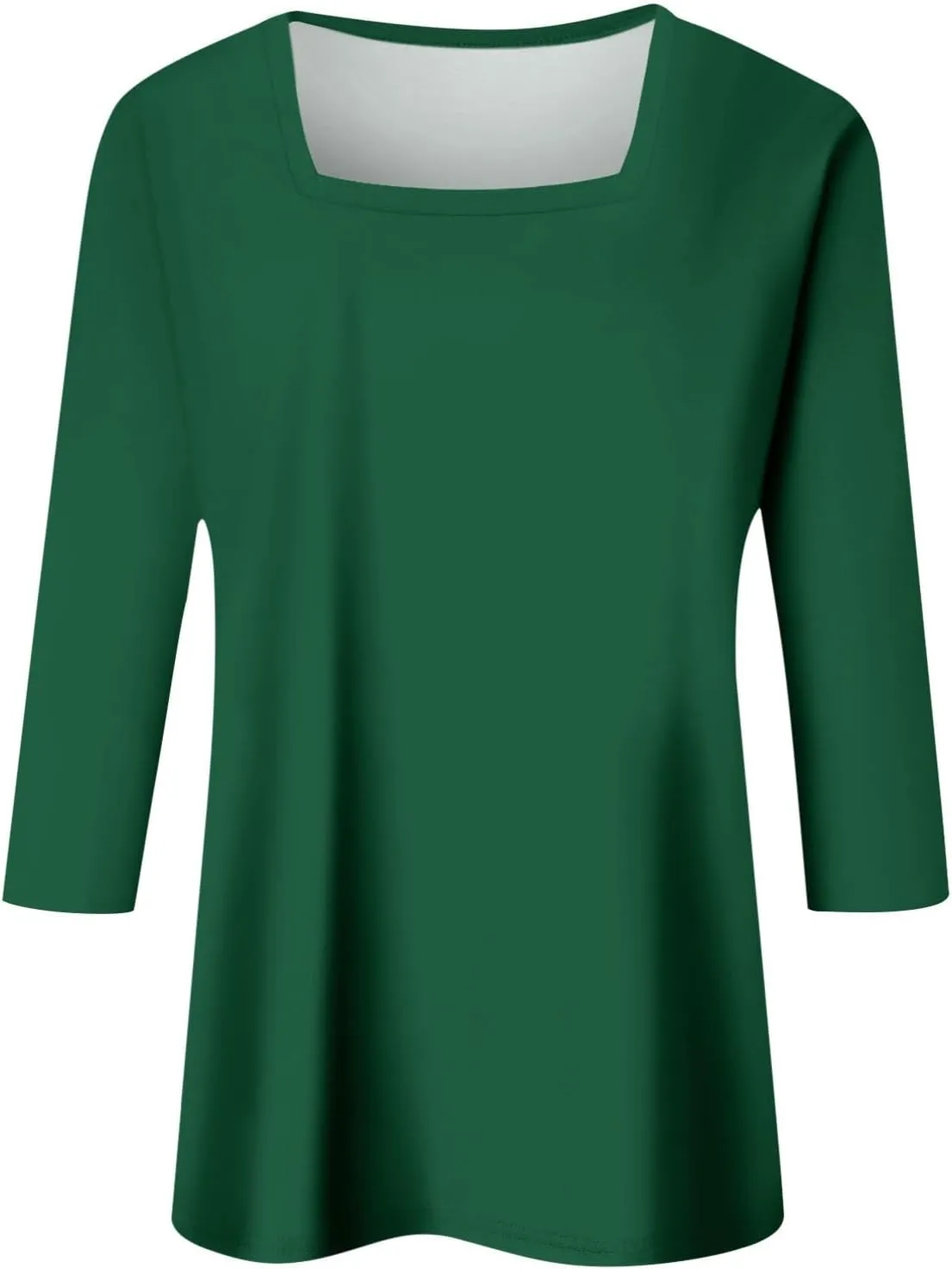 3/4 Length Sleeve Tops Women,Elbow Sleeve Workout Shirts Plain Basic Casual Blouse Square Neck Tunic Top Fall 2024