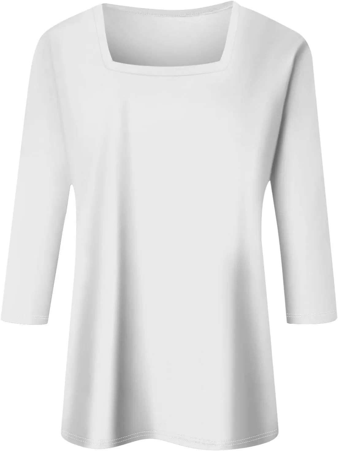 3/4 Length Sleeve Tops Women,Elbow Sleeve Workout Shirts Plain Basic Casual Blouse Square Neck Tunic Top Fall 2024