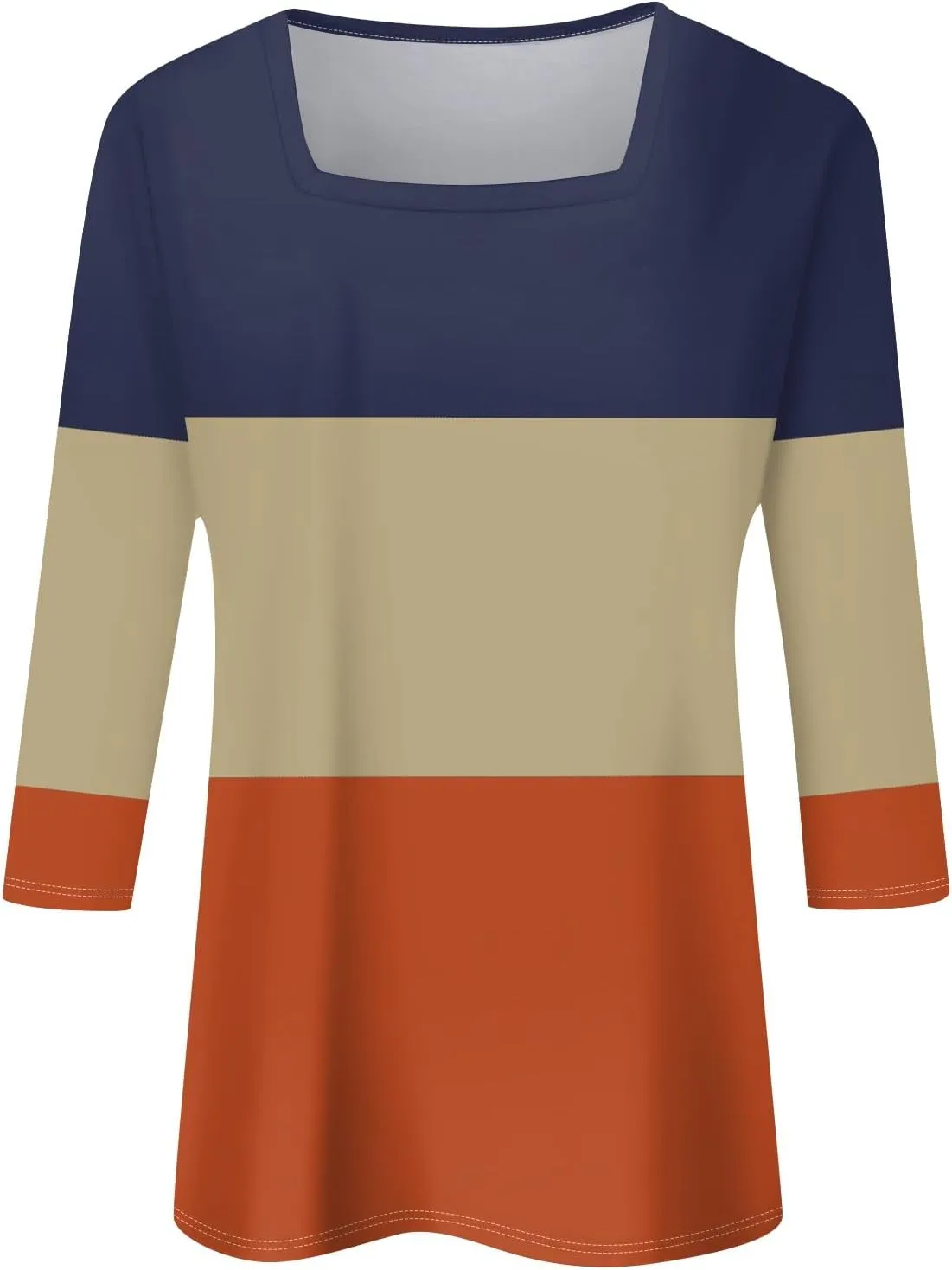 3/4 Length Sleeve Womens Tops,Basic Striped Tshirts Shirts Summer 2024 Gym Blouse Plus Size Athletic Tunic Top