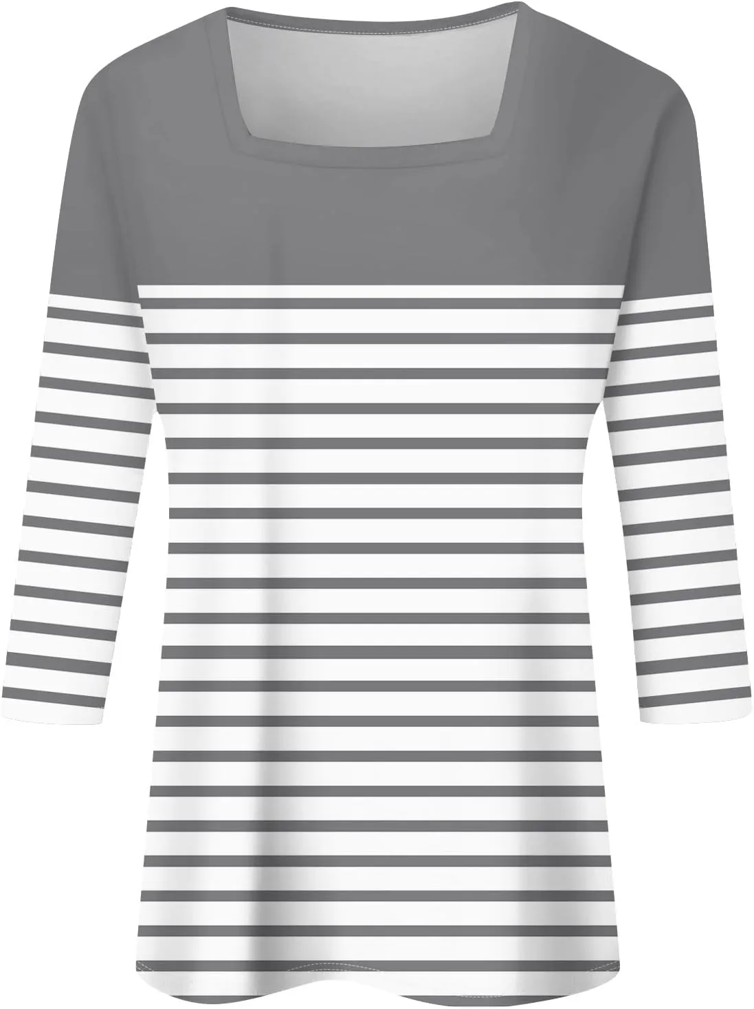 3/4 Length Sleeve Womens Tops,Basic Striped Tshirts Shirts Summer 2024 Gym Blouse Plus Size Athletic Tunic Top