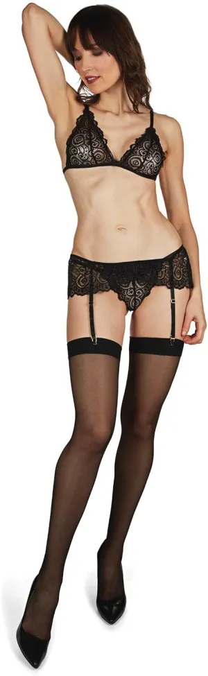 4 Piece Set Women's Genevieve Lace Bralette, Brief, Stocking, and Garter