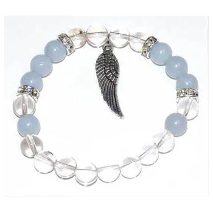8mm Quartz & Angelite/ Angel Wing