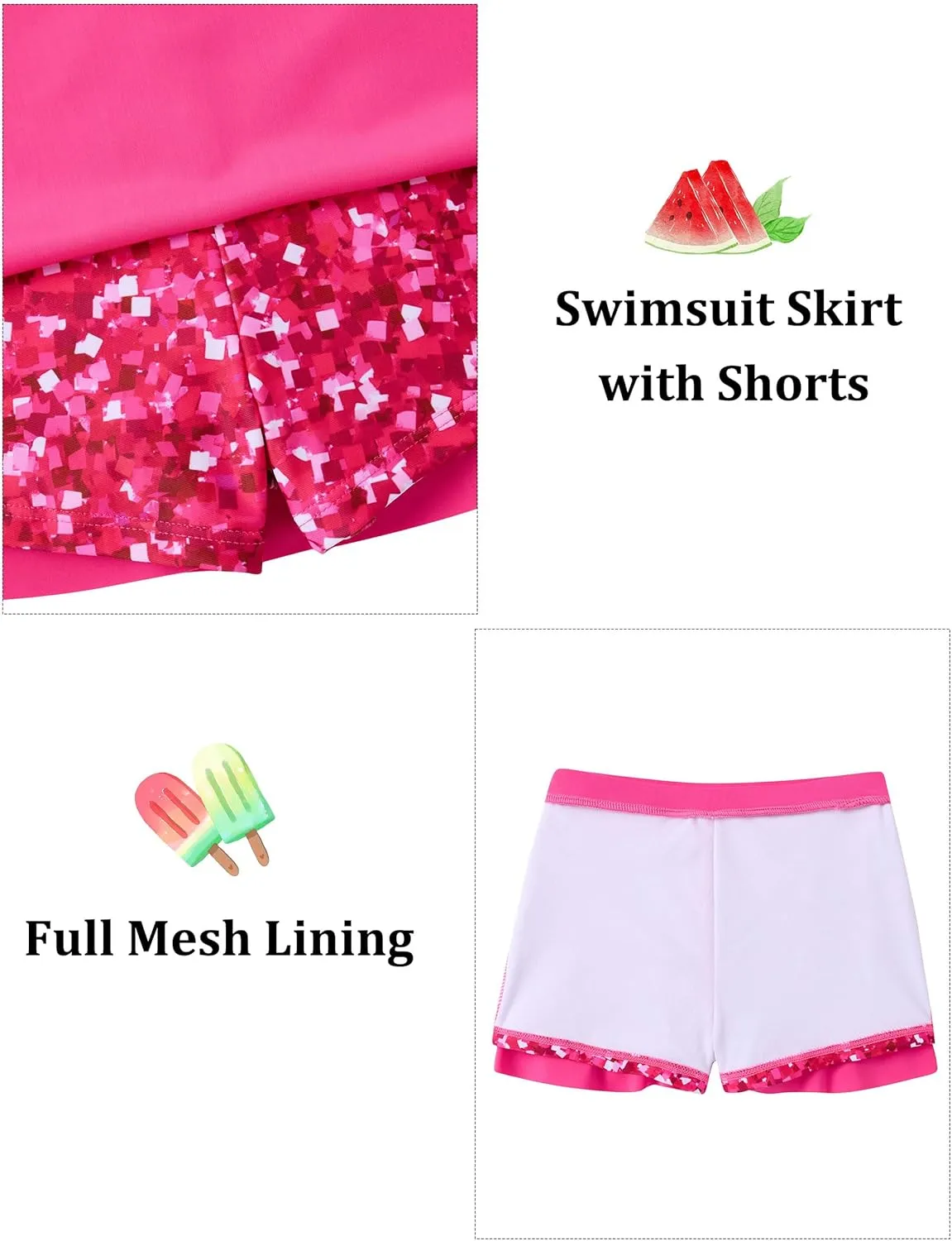 AIDEAONE Girls Swimsuit Two Piece Tankini Skirt Set with Boyshort Summer Beach Bathing Suit Size 6-13