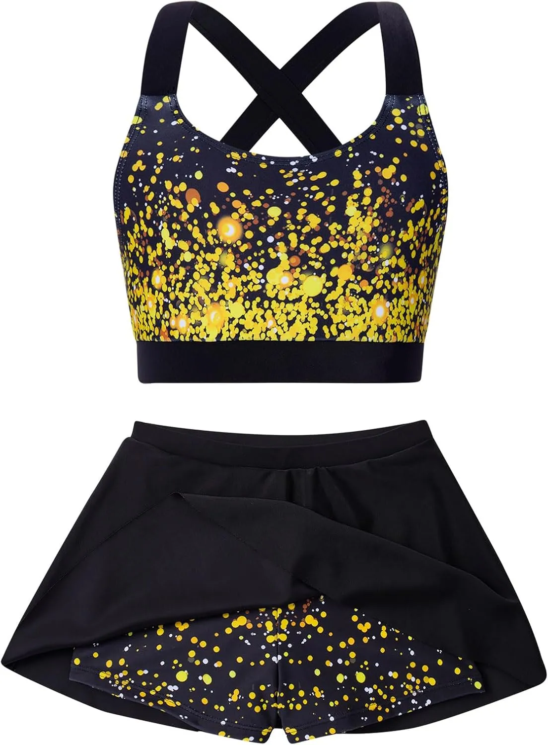 AIDEAONE Girls Swimsuit Two Piece Tankini Skirt Set with Boyshort Summer Beach Bathing Suit Size 6-13