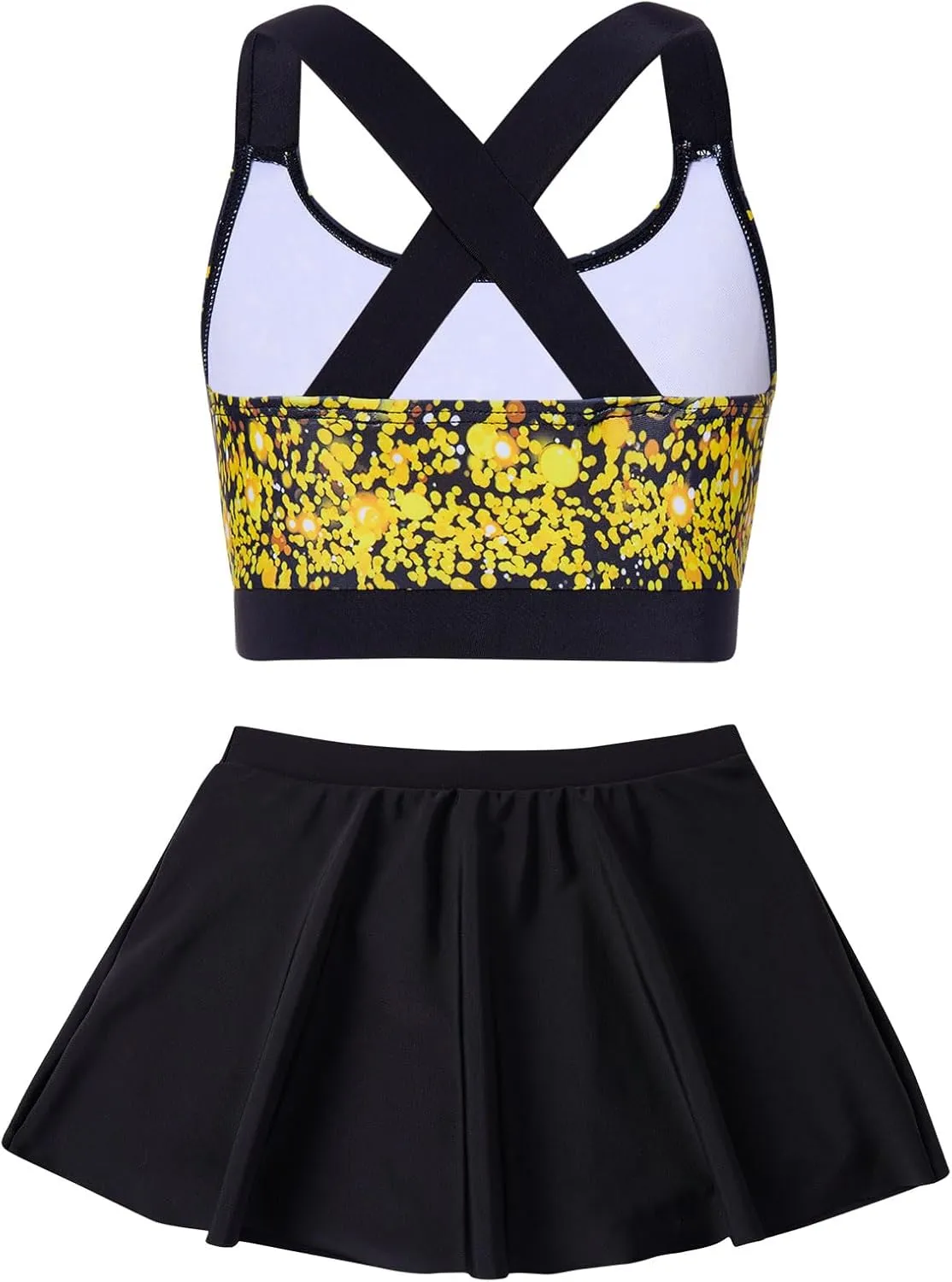 AIDEAONE Girls Swimsuit Two Piece Tankini Skirt Set with Boyshort Summer Beach Bathing Suit Size 6-13