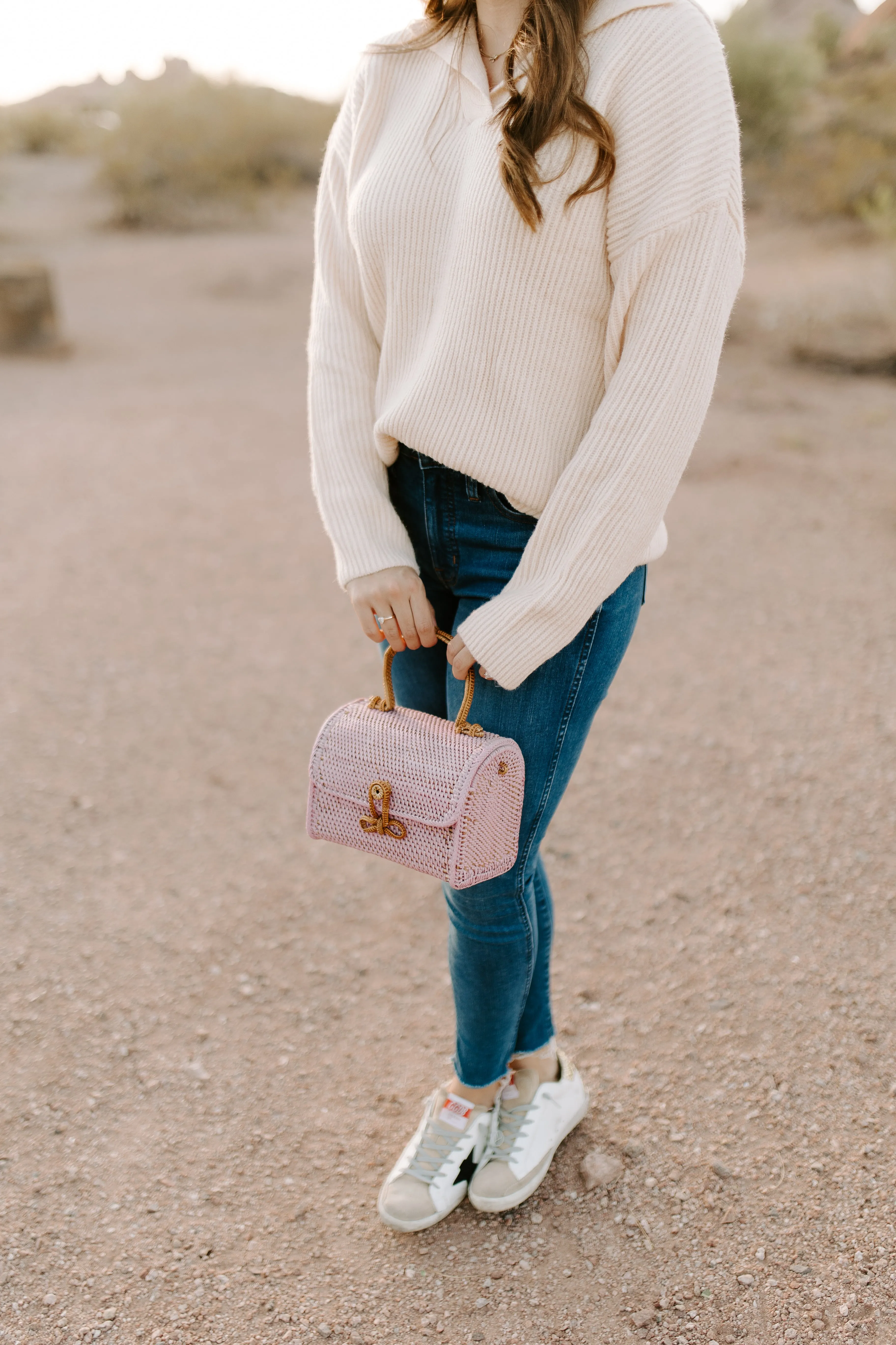 ALICE RATTAN HANDBAG IN PINK by POPPY   SAGE
