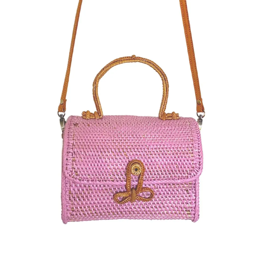ALICE RATTAN HANDBAG IN PINK by POPPY   SAGE