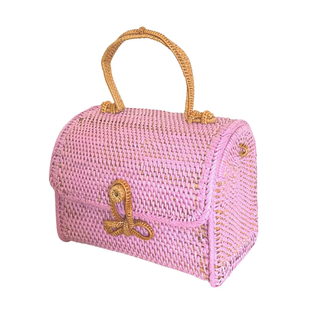 ALICE RATTAN HANDBAG IN PINK by POPPY   SAGE