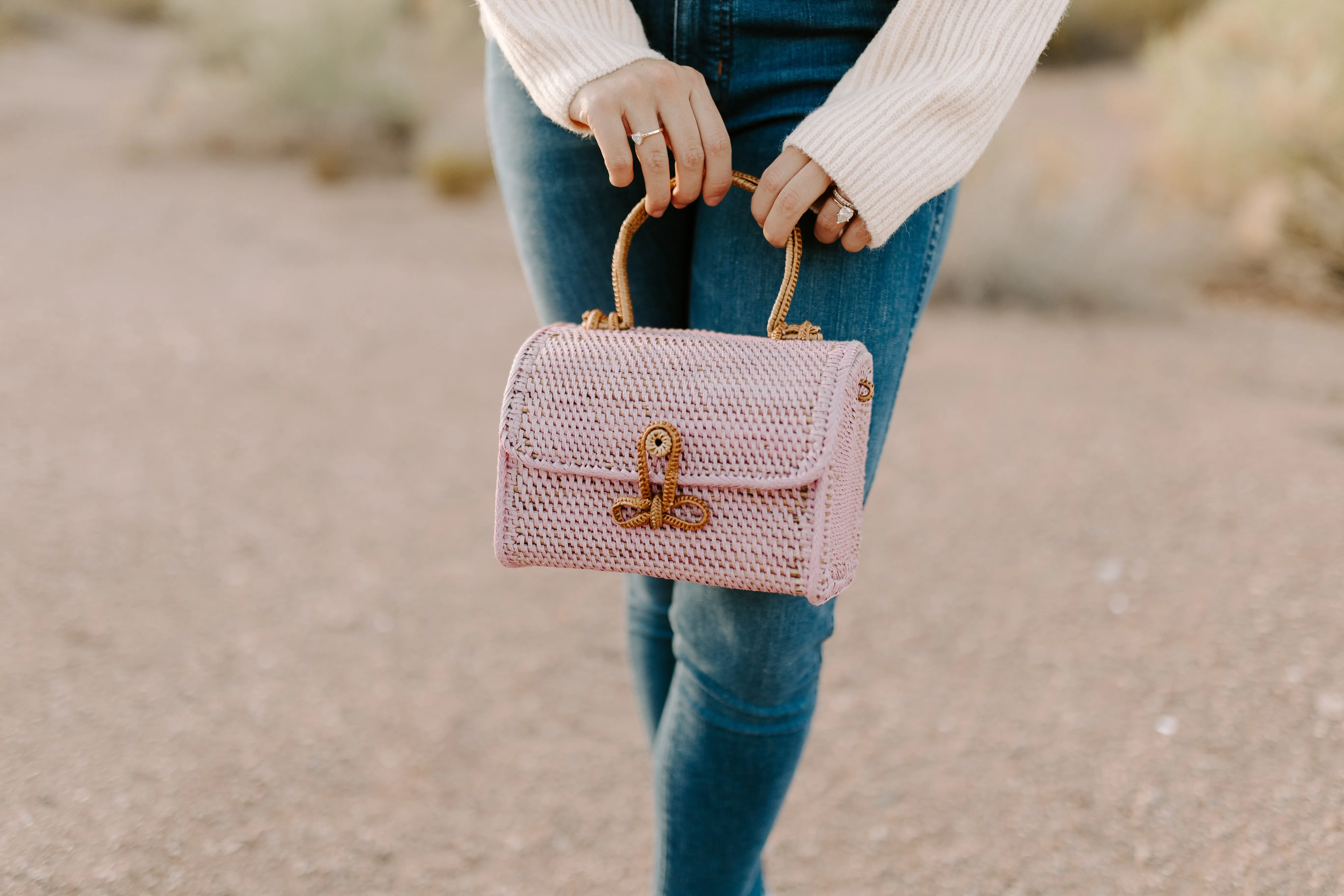 ALICE RATTAN HANDBAG IN PINK by POPPY   SAGE