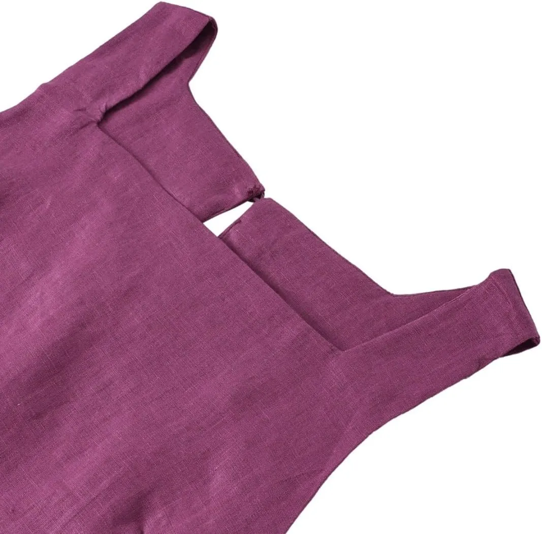 Amazhiyu Womens 100% Linen Summer Square Neck Sleeveless Back Keyhole Crop Tops