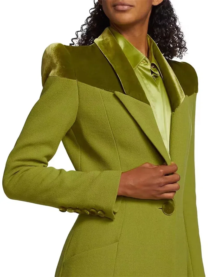 Ashore Shop  Custom Green Women Suits Pant Set Blazer Trousers 2 Piece Sets