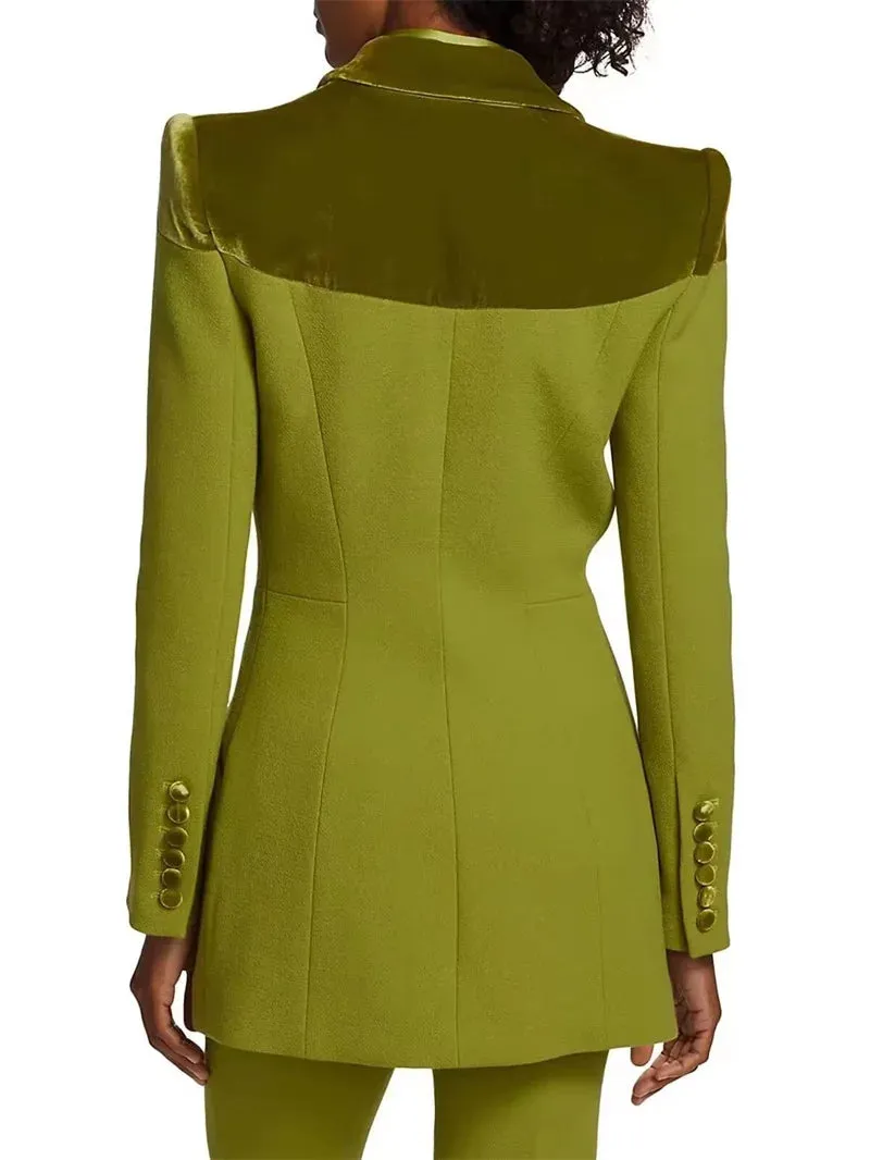 Ashore Shop  Custom Green Women Suits Pant Set Blazer Trousers 2 Piece Sets