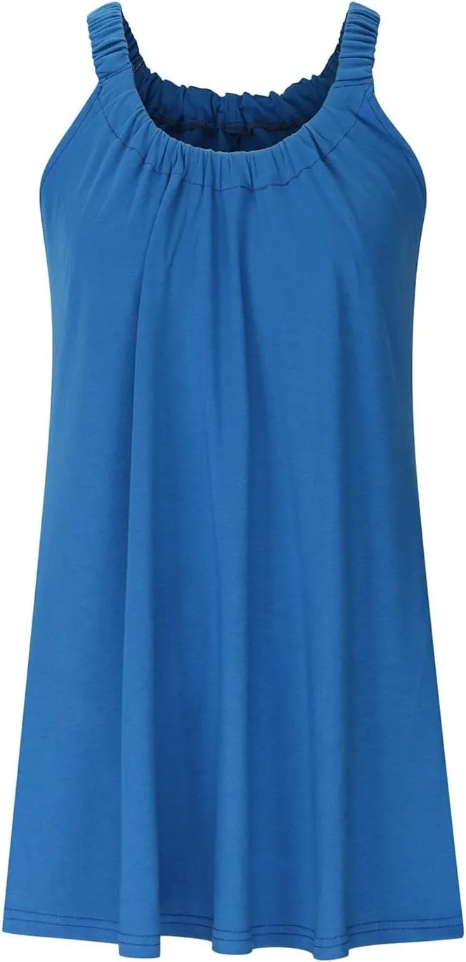 Beach Dresses for Women Sleeveless Bikini Beachwear Coverups Casual Vacation Short Summer Tshirt Tank Sundresses