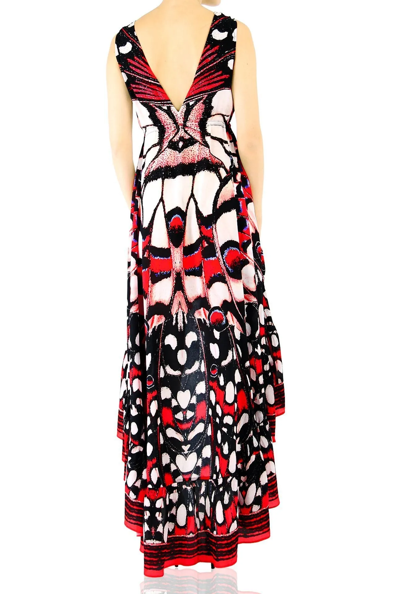 Butterfly Print High Low Maxi Dress