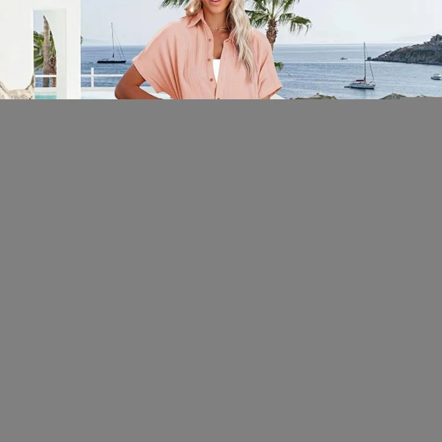 Button Down Beach Cover Up for Women Maxi Long Kimonos Cardigans Swimsuit Cover Ups Summer Beach Dress Beachwear
