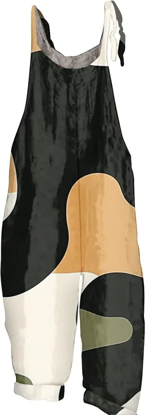 Camo Summer Fashion Rompers Linen Camouflage Jumpsuits For Women Loose Fit Hippie Spaghetti Strap Bib Overalls