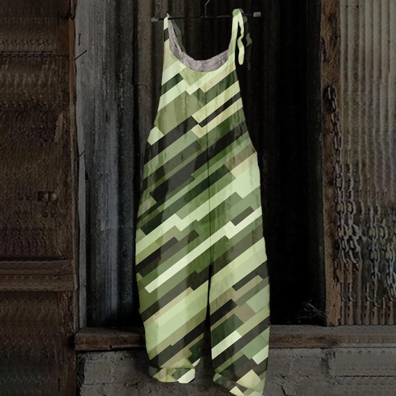 Camo Summer Fashion Rompers Linen Camouflage Jumpsuits For Women Loose Fit Hippie Spaghetti Strap Bib Overalls