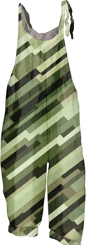 Camo Summer Fashion Rompers Linen Camouflage Jumpsuits For Women Loose Fit Hippie Spaghetti Strap Bib Overalls