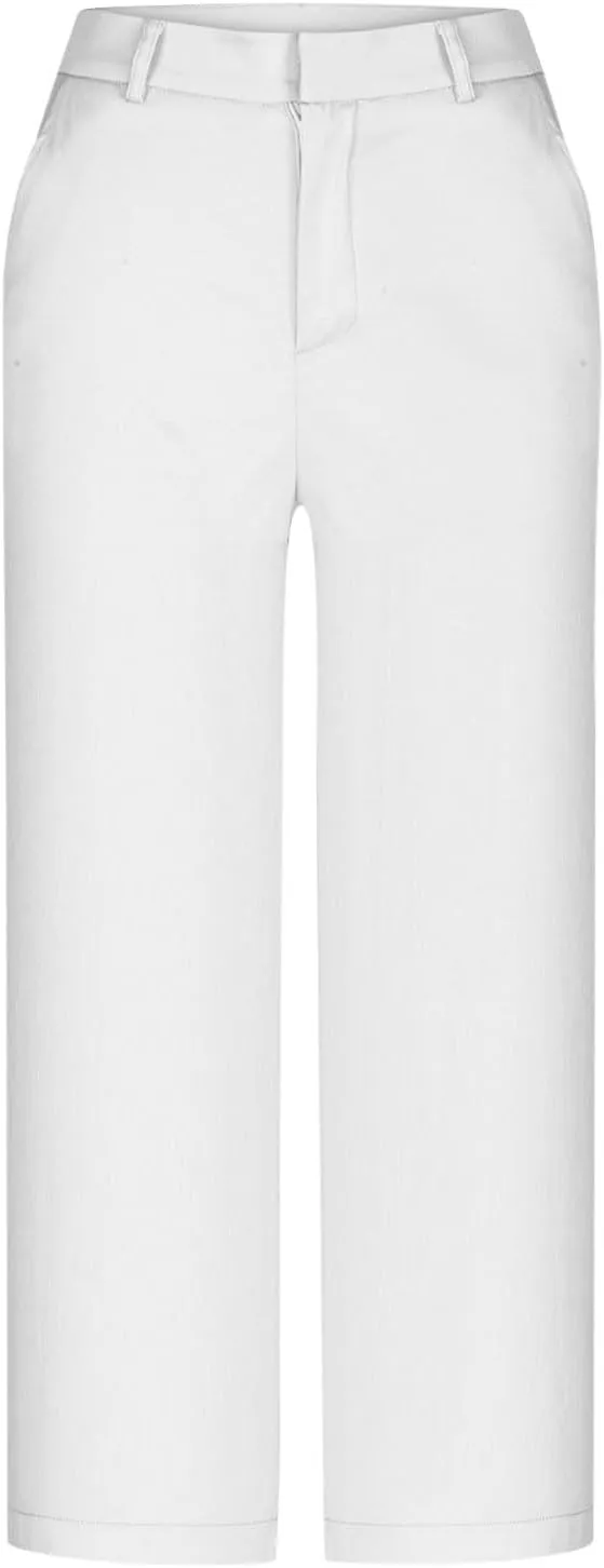 Capri Pants for Women Summer Casual Wide Leg Capris Stretch High Waisted Crop Yoga Dress Pants with Pockets