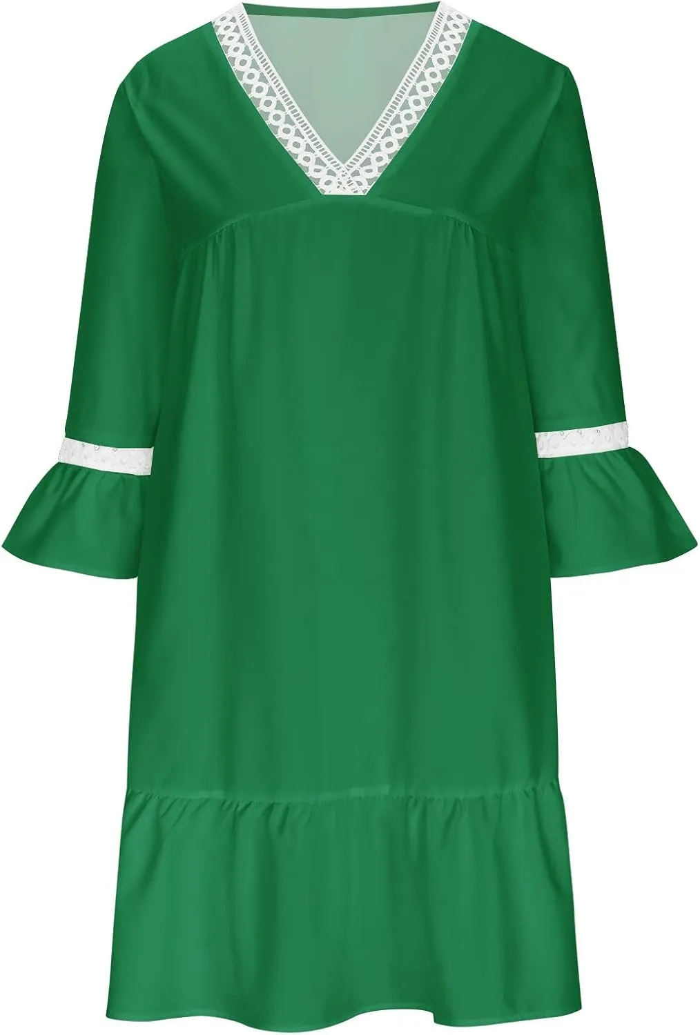 Ceboyel Women's Lace Trimmed Tunic Dress Ruffle Casual Spring Break Dresses V Neck Flowy Dress Gradient College Clothes 2023