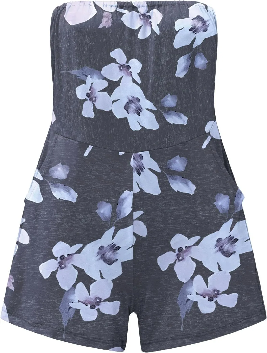cooki Summer Rompers for Women 2025 Casual 1-Piece Strapless Tube Top Sleeveless Skort Short Floral Vacation Beach Jumpsuits