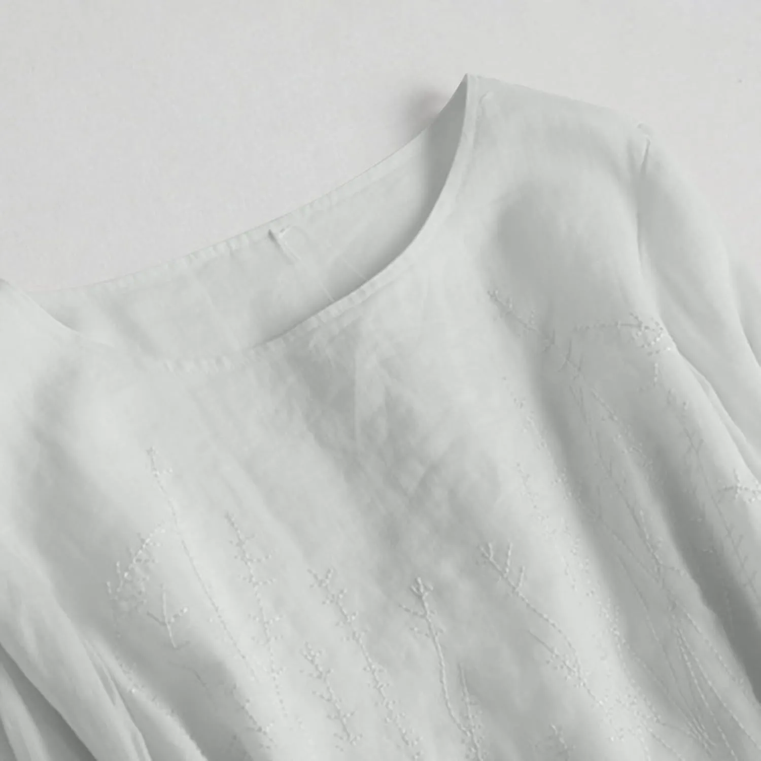 Cotton Linen Long Sleeve Loose Linen Dress for Women Casual Drawstring Waist Summer Vacation Relax Beachwear Resort