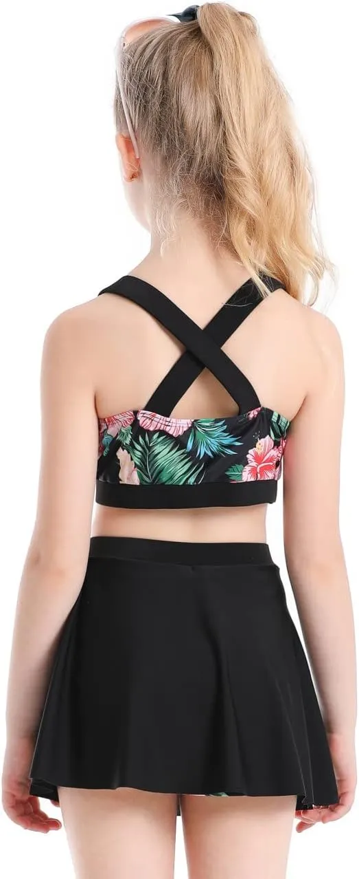 Cutemile Little Girls Two Piece Tankini Swimsuit Summer Boyshort Bathing Suit Beach Rash Guard Swimwear 6-13 Years