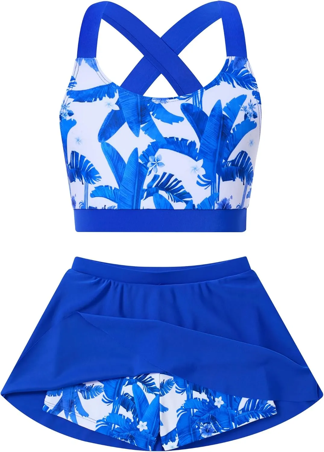 Cutemile Little Girls Two Piece Tankini Swimsuit Summer Boyshort Bathing Suit Beach Rash Guard Swimwear 6-13 Years