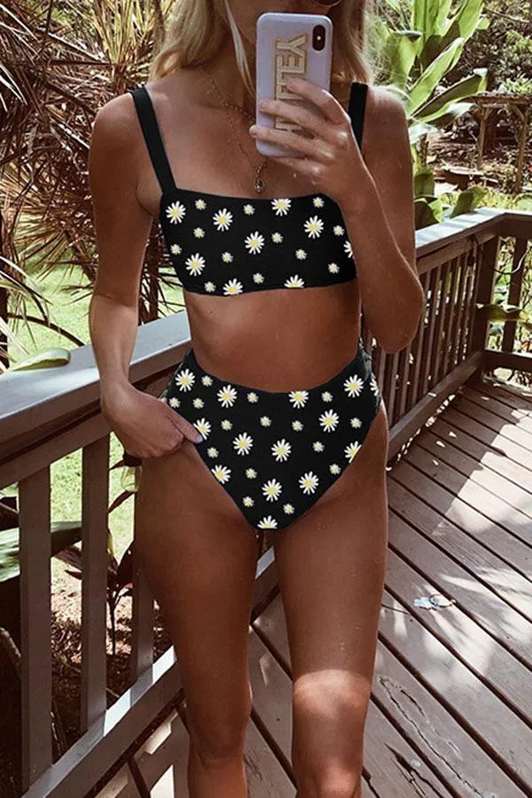 Daisy Print High Waist Classic Bikini