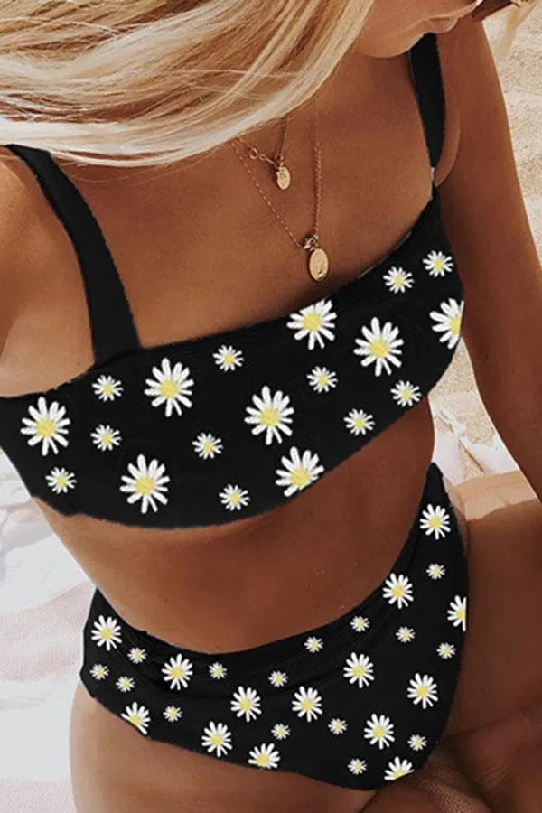 Daisy Print High Waist Classic Bikini