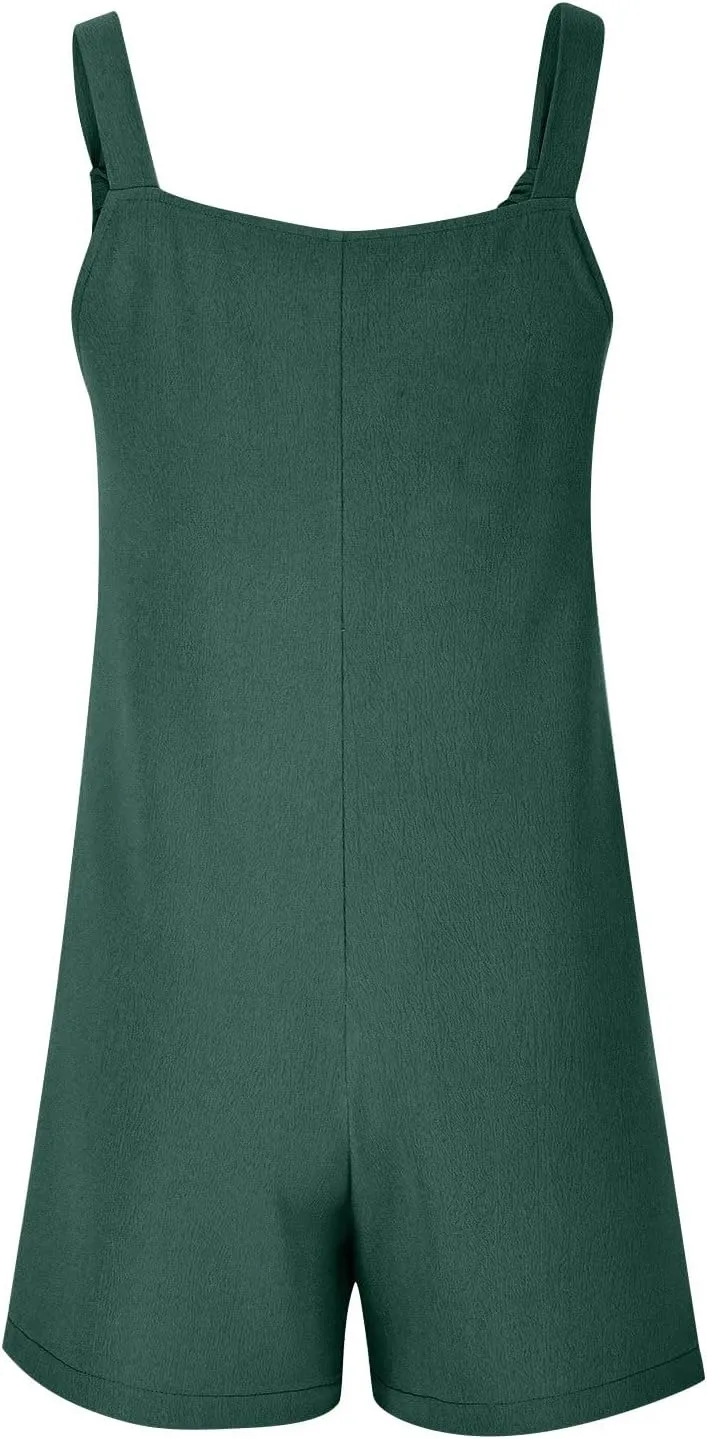 Dressy Romper for Women Summer Dressy Short Jumpsuits Adjustable Strap Bib Overalls Casual One Piece Jumpsuits