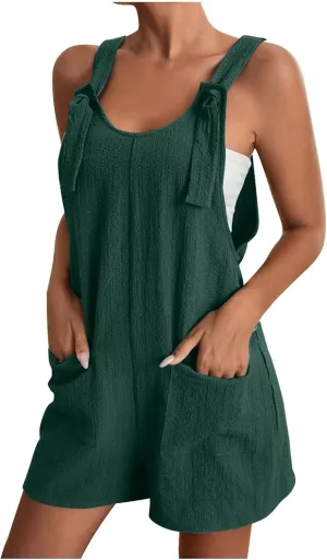 Dressy Romper for Women Summer Dressy Short Jumpsuits Adjustable Strap Bib Overalls Casual One Piece Jumpsuits
