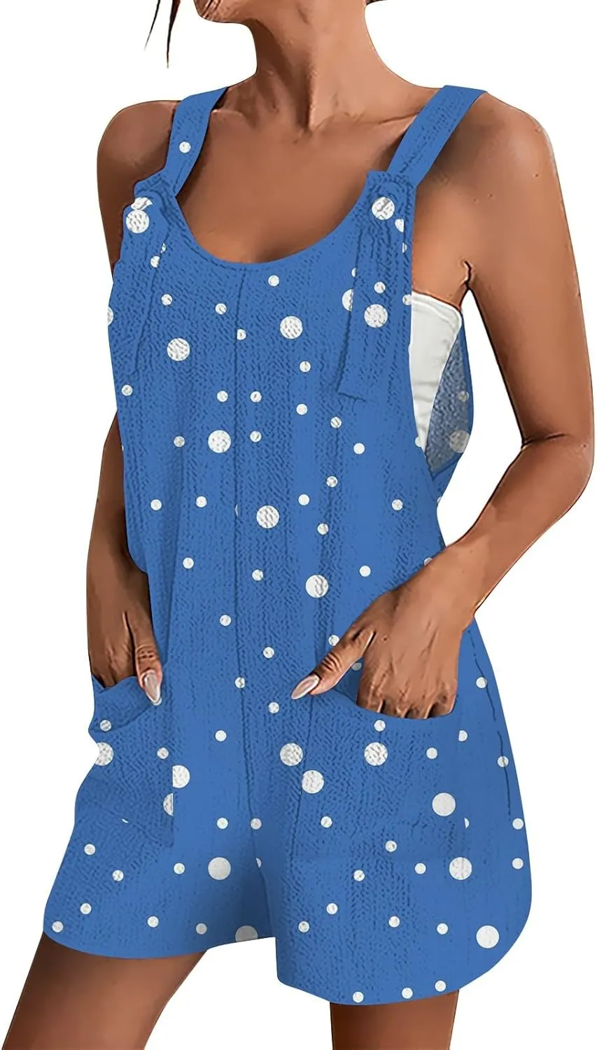 Dressy Rompers For Women 2025 Shorts Adjustable Strap Overalls Knee Length Graphic Sleeveless Beach Flowy Jumpsuits