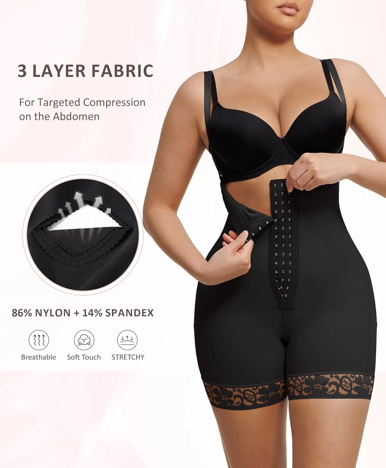 FeelinGirl Fajas Colombianas Shapewear for Women Post Surgery Compression Garment Tummy Control Shaper with Zipper Crotch