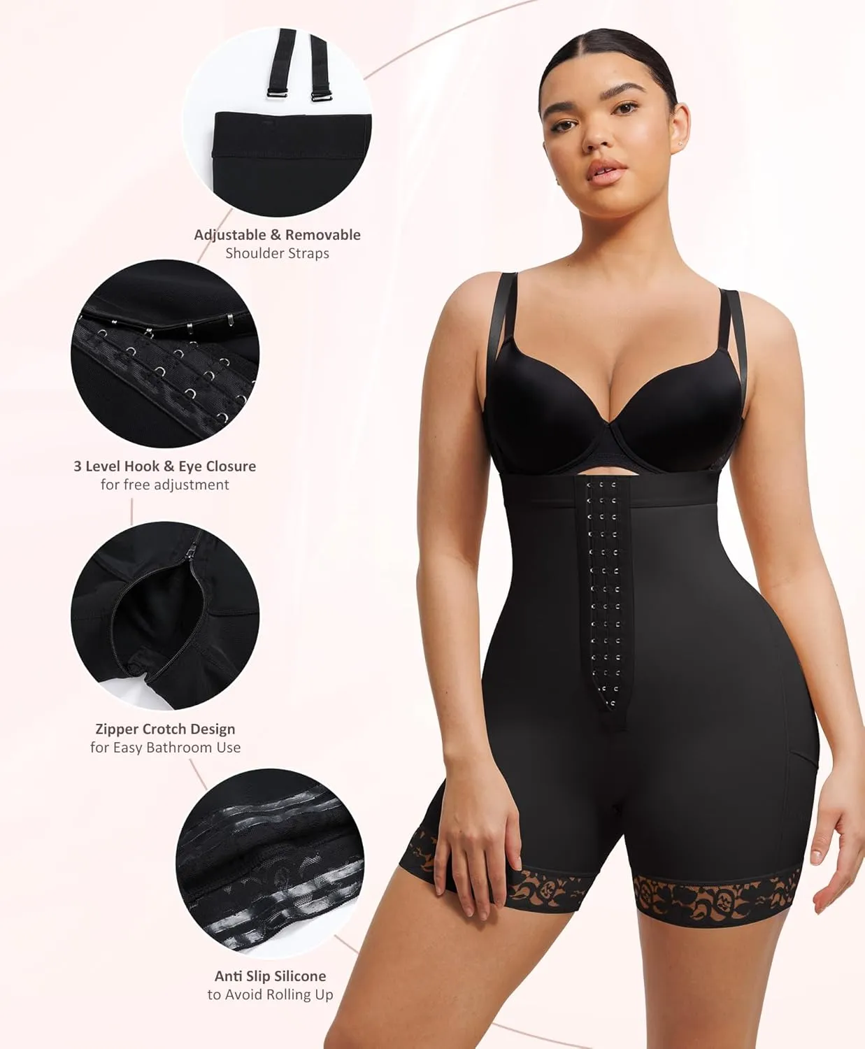 FeelinGirl Fajas Colombianas Shapewear for Women Post Surgery Compression Garment Tummy Control Shaper with Zipper Crotch