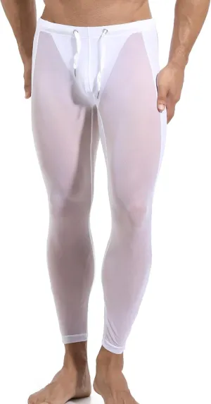 FEOYA Mens Mesh Pants See Through Compression Tights Leggings Transparent Sheer Capris Trousers Sports Sweatpants