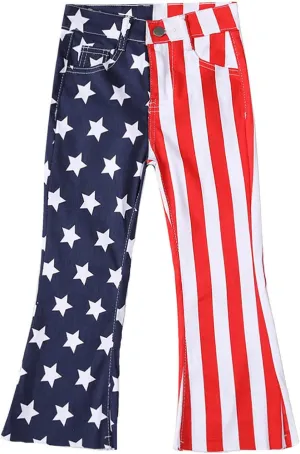 Flare Jeans for Women High Waisted Stretchy American Flag Bell Bottoms Denim Flare Pants 4th of July Patriotic Trouser