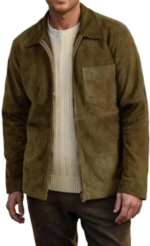 FMCHICO Men's Casual Suede Bomber Jacket Lightweight Full Zip Up Jackets Vintage Faux Leather Jacket