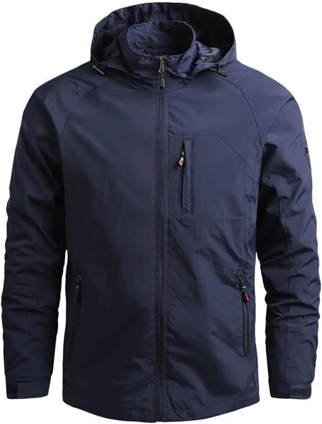 FMCHICO Men's Lightweight Waterproof Hooded Rain Jacket Outdoor Raincoat Jacket for Hiking Travel