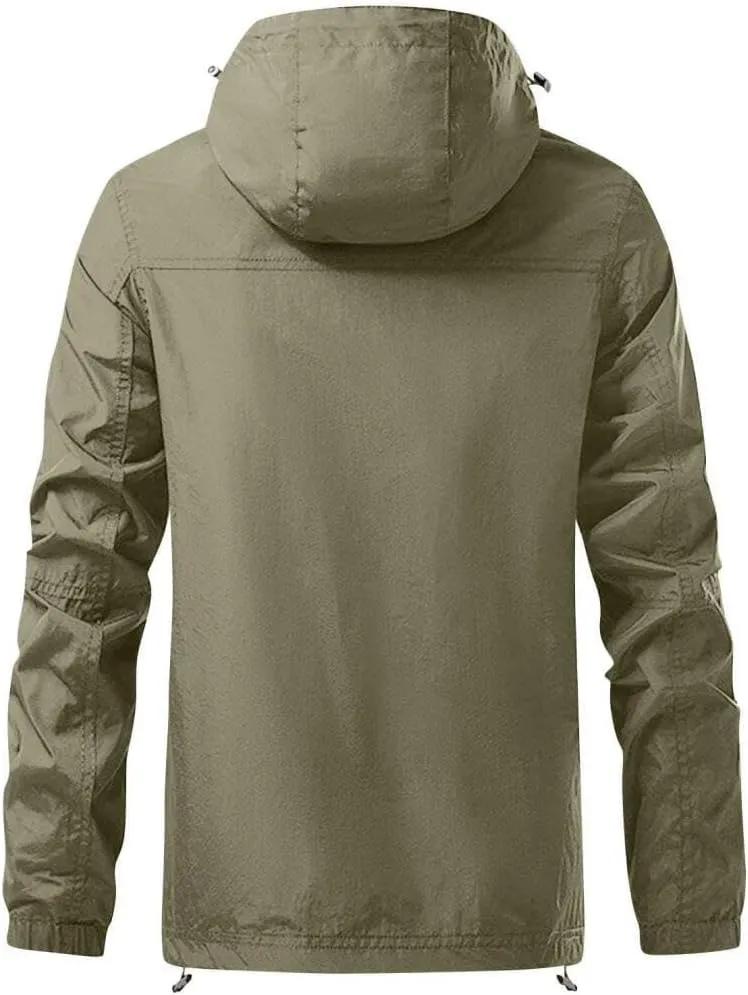 FMCHICO Rain Jacket Men's Lightweight Waterproof Rain Jacket Raincoat with Hood for Golf Cycling Windbreaker