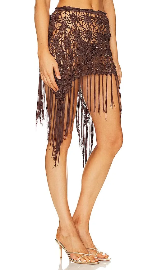Frankies Bikinis Hendrix Crochet Skirt in Brown