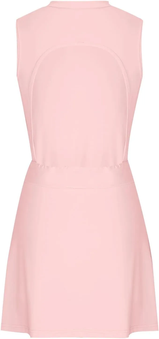 FZYLQY Rompers for Ladies 2025 Sleeveless Summer Workout Jumpsuit with Built in Shorts Hollow Back Sport Tennis Dress