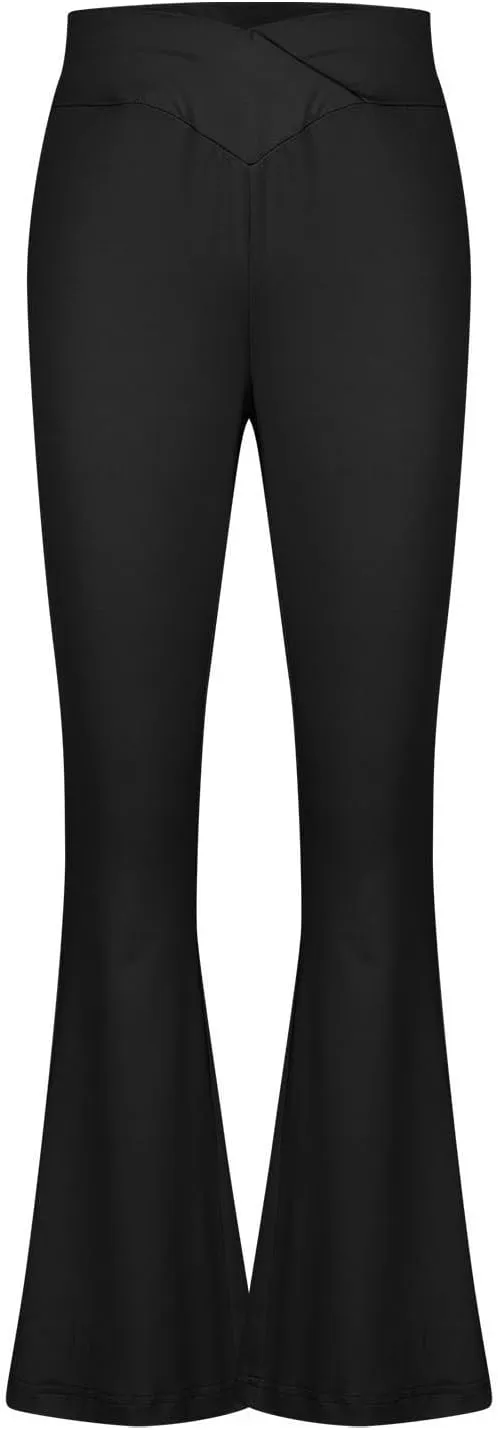 Girls Flare Leggings Cross High Waisted Yoga Pants Bootcut Leggings Kids Stretch Dance Bell Bottoms with Pockets Soft