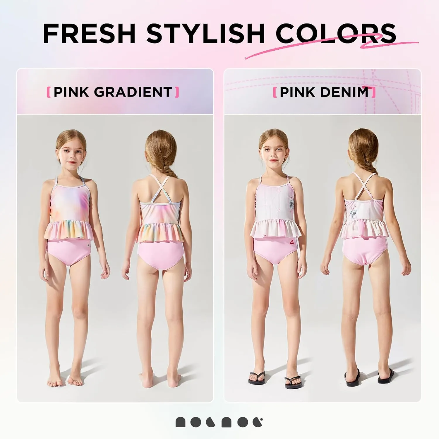 Girls Swimsuits Two Piece Tankini Bathing Suits Summer UPF 50  Quick Dry Bikini Swimwear 1-12 Years
