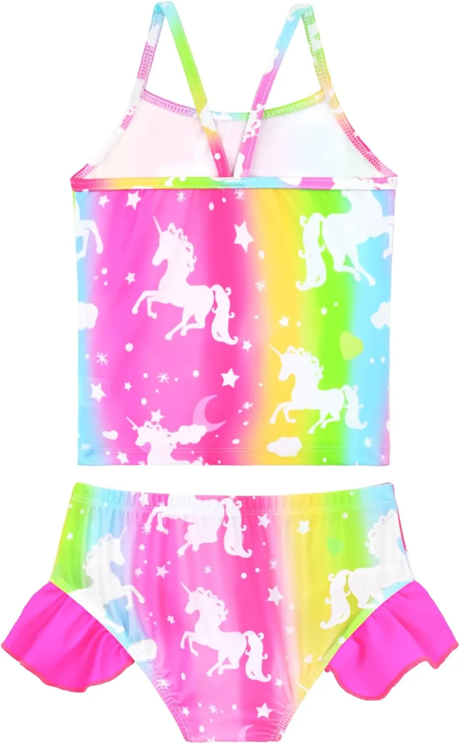 Girls Tankini Swimsuit Two Piece Bathing Suits Set Spaghetti Straps with Ruffled Hem Summer UPF 50  Bikini Swimwear