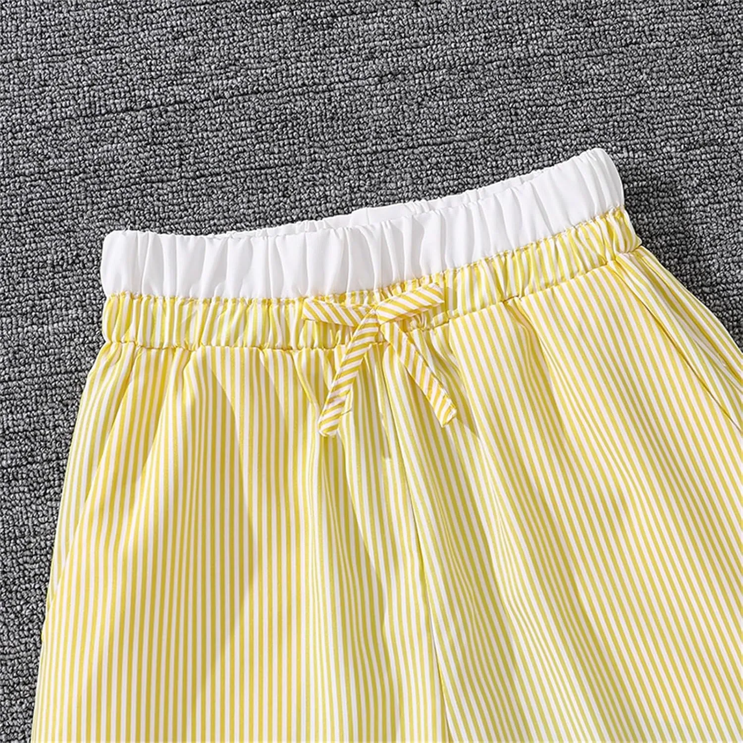 Girls Wide Leg Pants Linen with Pockets Flowy High Waisted Loose Trousers Casual for Kids 6-12Y