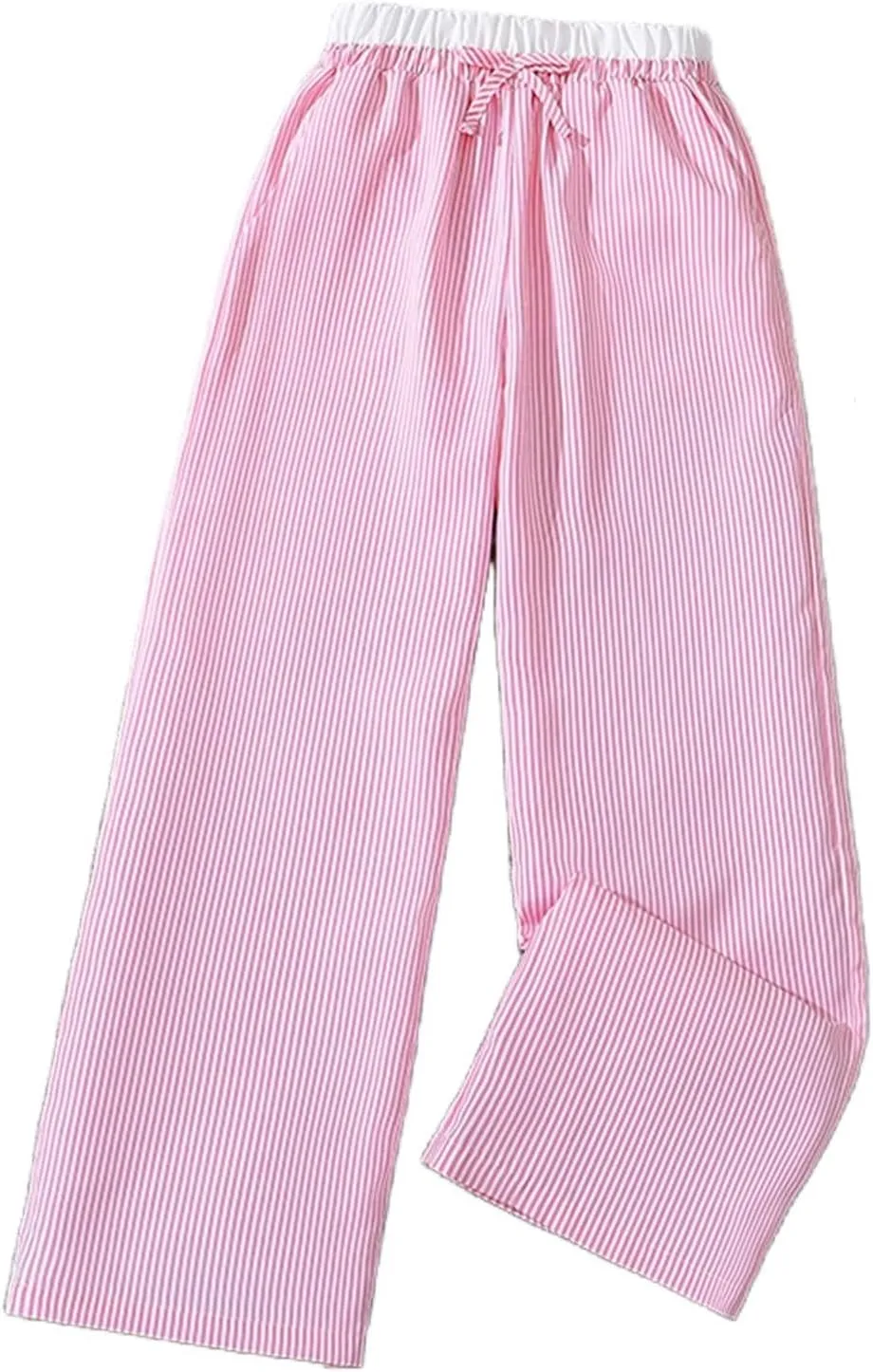 Girls Wide Leg Pants Linen with Pockets Flowy High Waisted Loose Trousers Casual for Kids 6-12Y