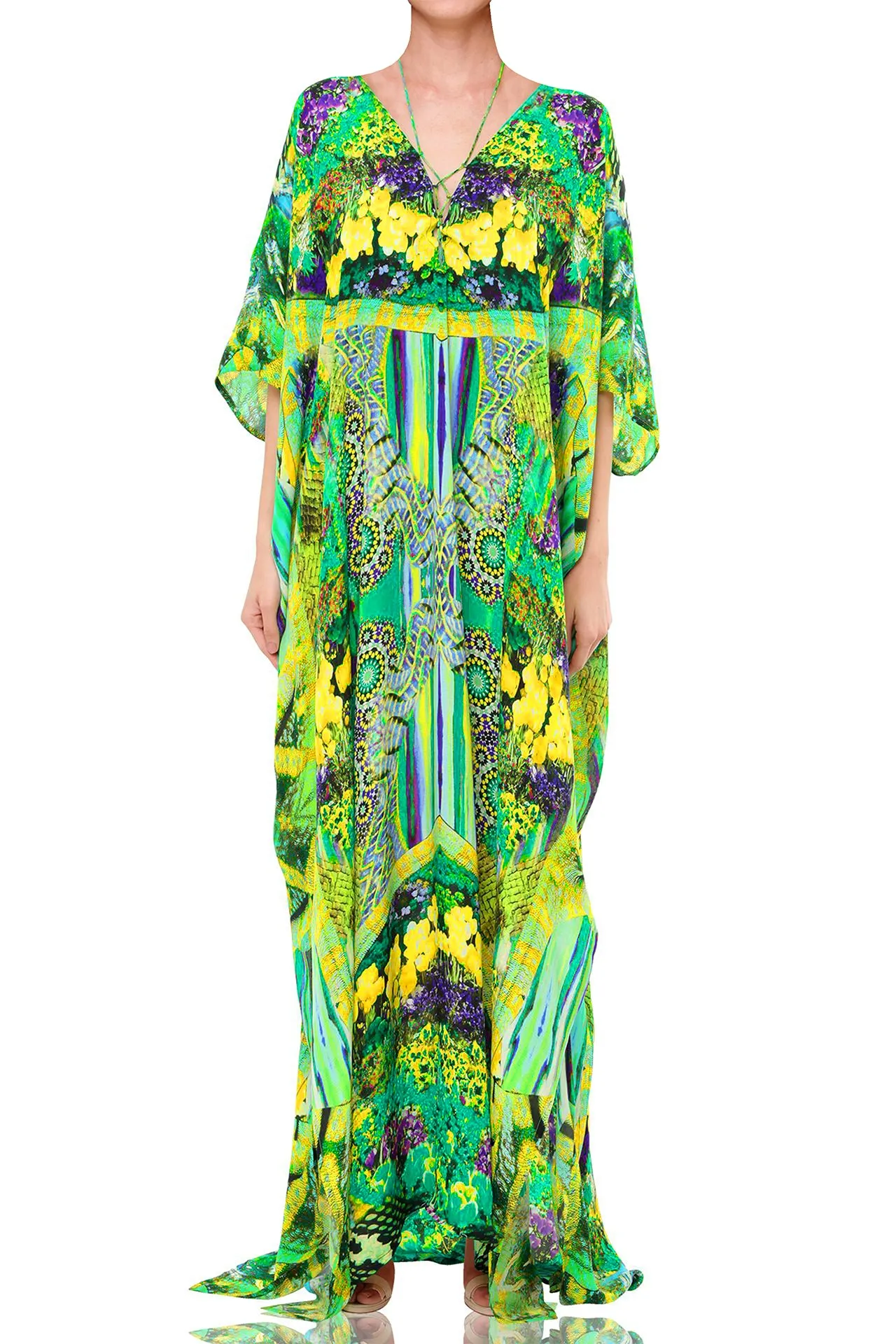 Green Kaftan Sexy Vacation Dress