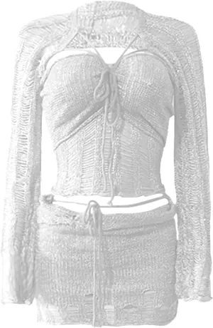 HGps8w Women's Crochet Knitted Two Piece Outfits, Sexy Hollow Out Sequins Crop Top and Mini Skirts Swimsuits Beachwear